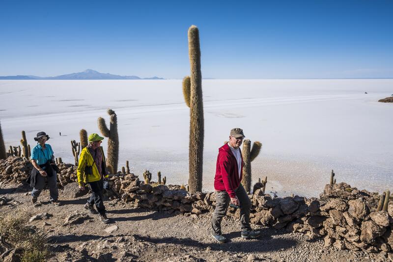Anschliessend geht es weiter zur ersten Insel in der Salzwüste von Uyuni...
